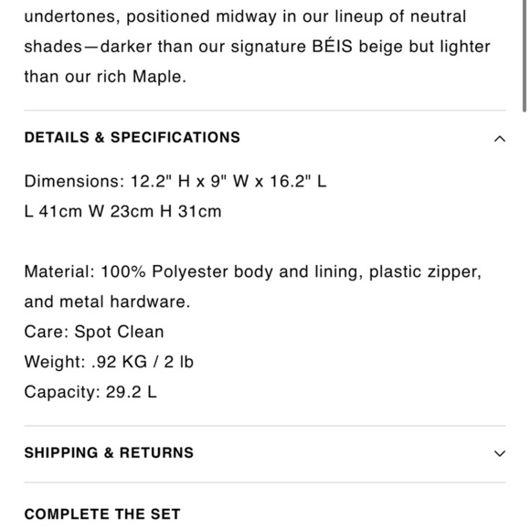 NWOT BEIS The Travel Tote in Camel *Sold Out* - Picture 8 of 8